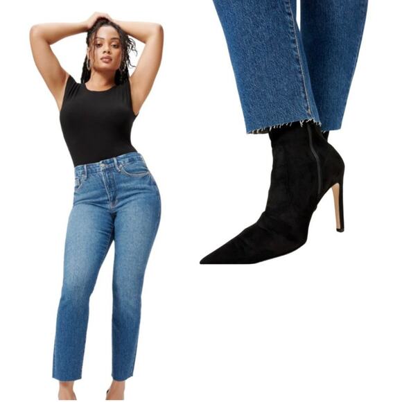 NWT Good American Womens Good Classic Blue 940 Hi-Rise Raw Hem Jean 2/26 - Picture 2 of 16